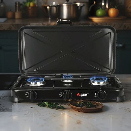 Cocina Camping de 3 Fuegos Compatible con Butano y Propano