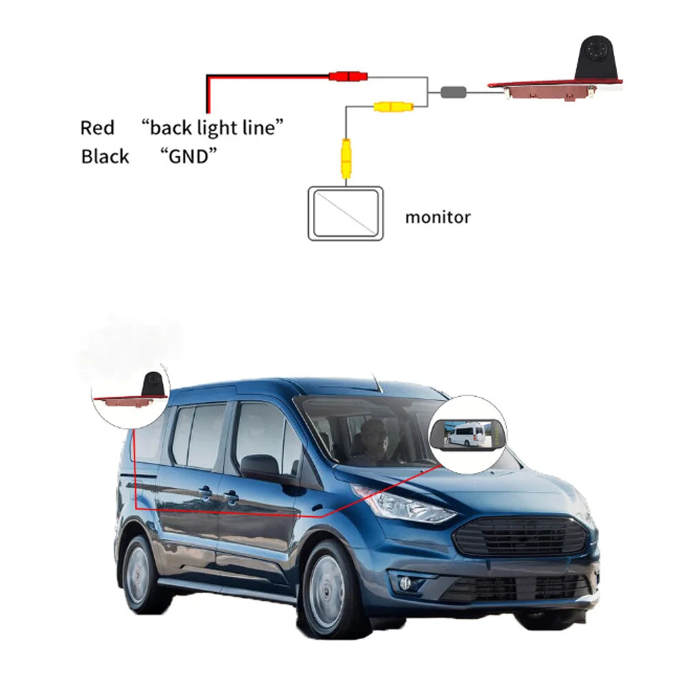 Ford Transit Custom 2012-2019 - Cámara Marcha Atrás con Luz de Freno
