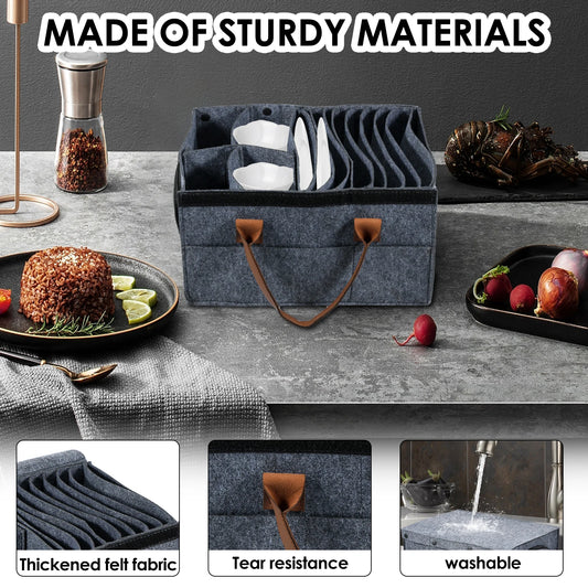 Organizador de Vajilla de Fieltro para Autocaravana y Camping