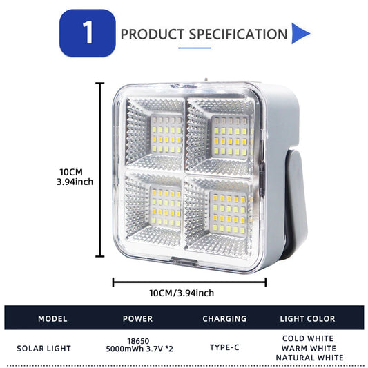 Foco LED Solar Portátil Recargable USB-C