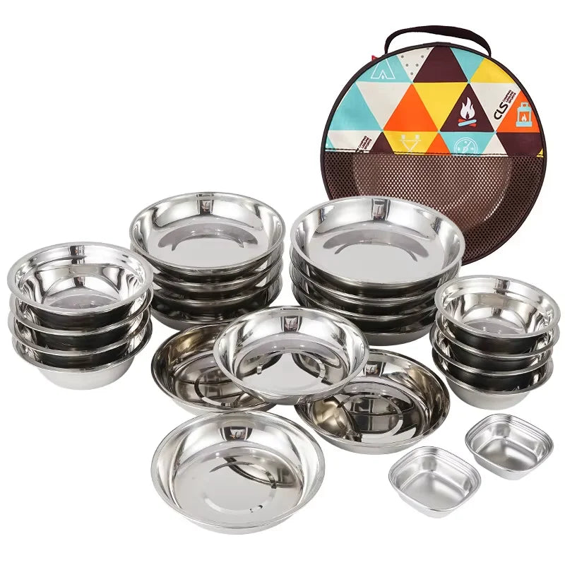 22-Piece Stainless Steel Cutlery Set - For 5 People + Carry Bag (Camping/RV)