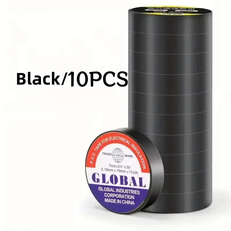 Paquete de 10 cintas aislantes eléctricas negras de PVC para uso industrial