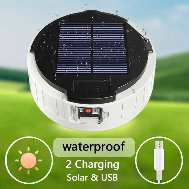 1200mAh Solar Camping Lantern - Rechargeable LED + Mobile Charging + IP65