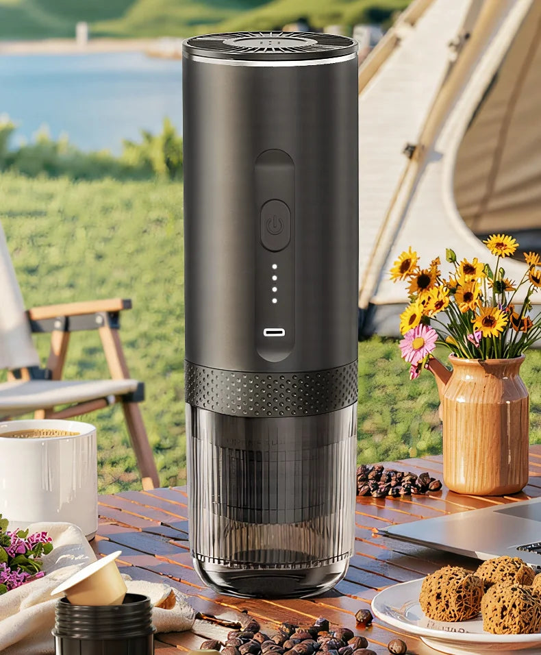 Machine à expresso portable 7500 mAh - Sans fil + Capsules/Mouture (Camping/VR)