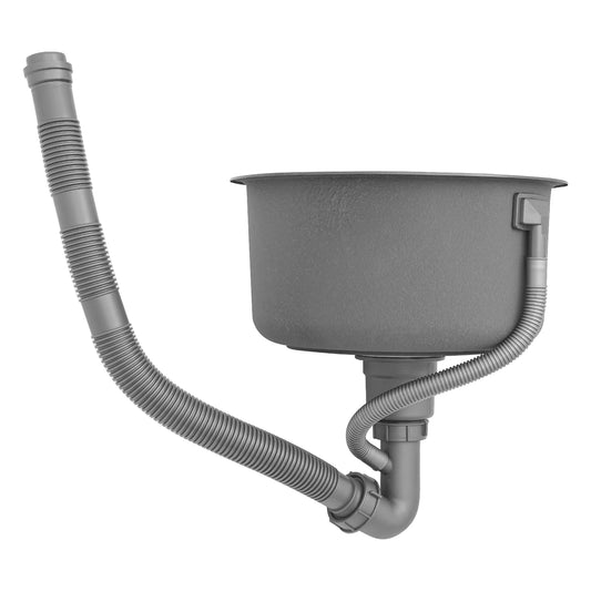 Fregadero Redondo Negro de Acero Inoxidable – Cubeta Única 40×20 cm para Cocina