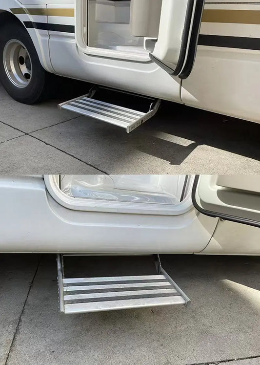 Escalón Plegable de Aluminio para Camper y Autocaravana – Simple o Doble Peldaño Antideslizante