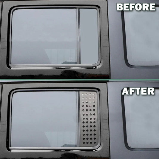 Cubiertas Decorativas para Cristal Triangular Trasero – Metal Negro (Ver Medidas)