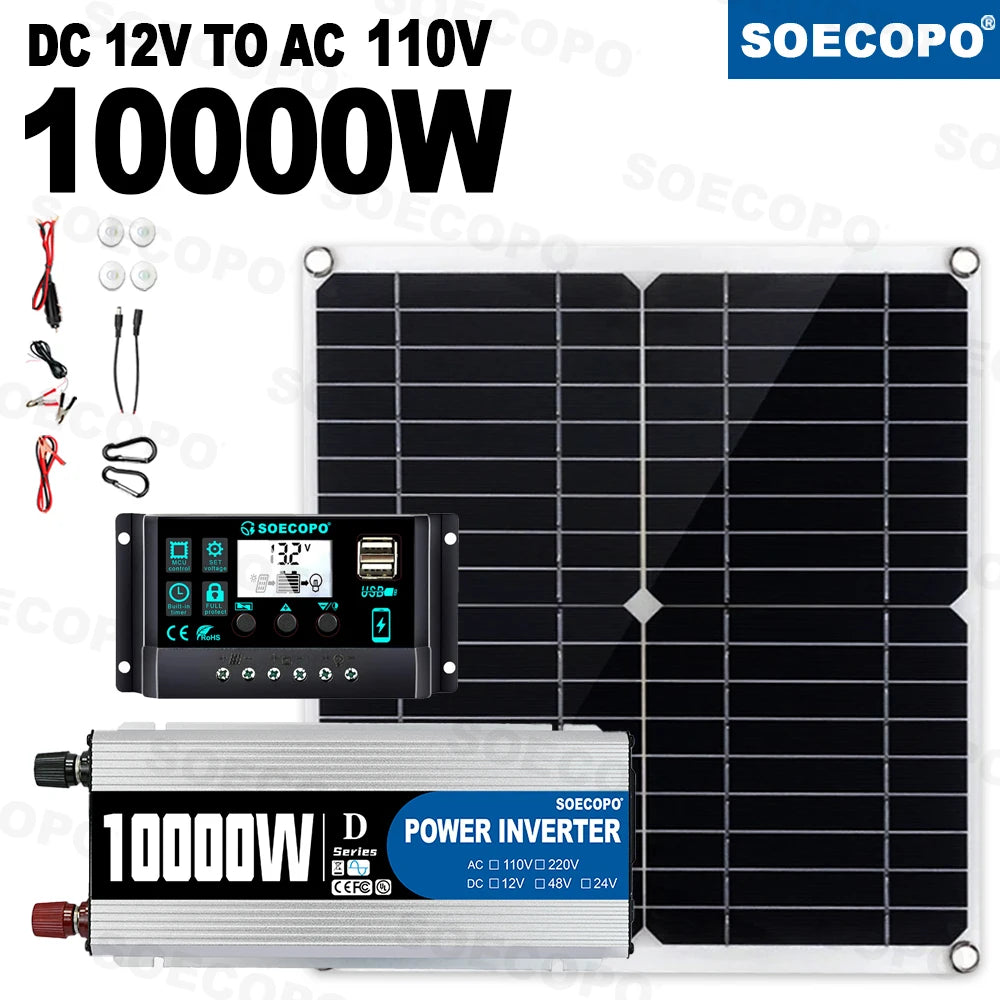 Complete Solar Kit 10000W - 300W Panel + 1100W Inverter + 100A Controller