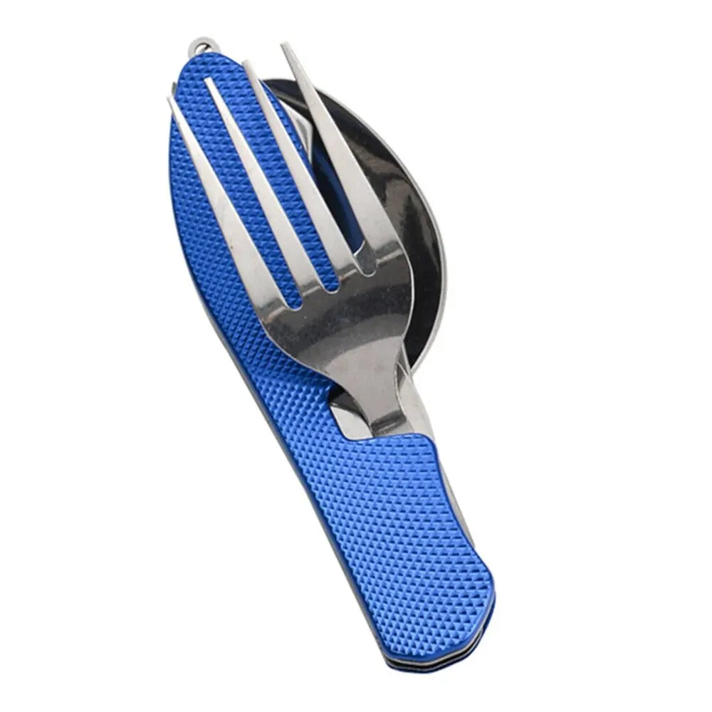 Couverts Pliants en Acier Inoxydable - Set 3-en-1 + Résiste à l'Eau Bouillante (Camping/VR)