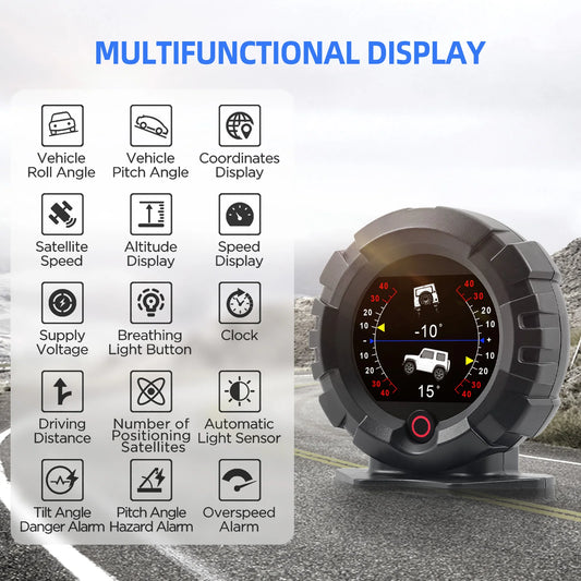 HUD GPS ZMFJH X95 – Medidor de Inclinación Digital para Todoterreno | Velocímetro, Altitud, Pendiente y Brújula