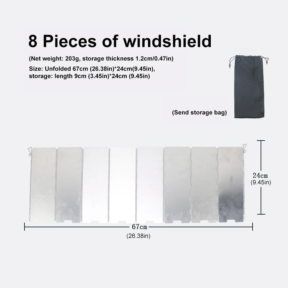Pantalla Cortaviento de Aluminio para Cocina de Gas Camping