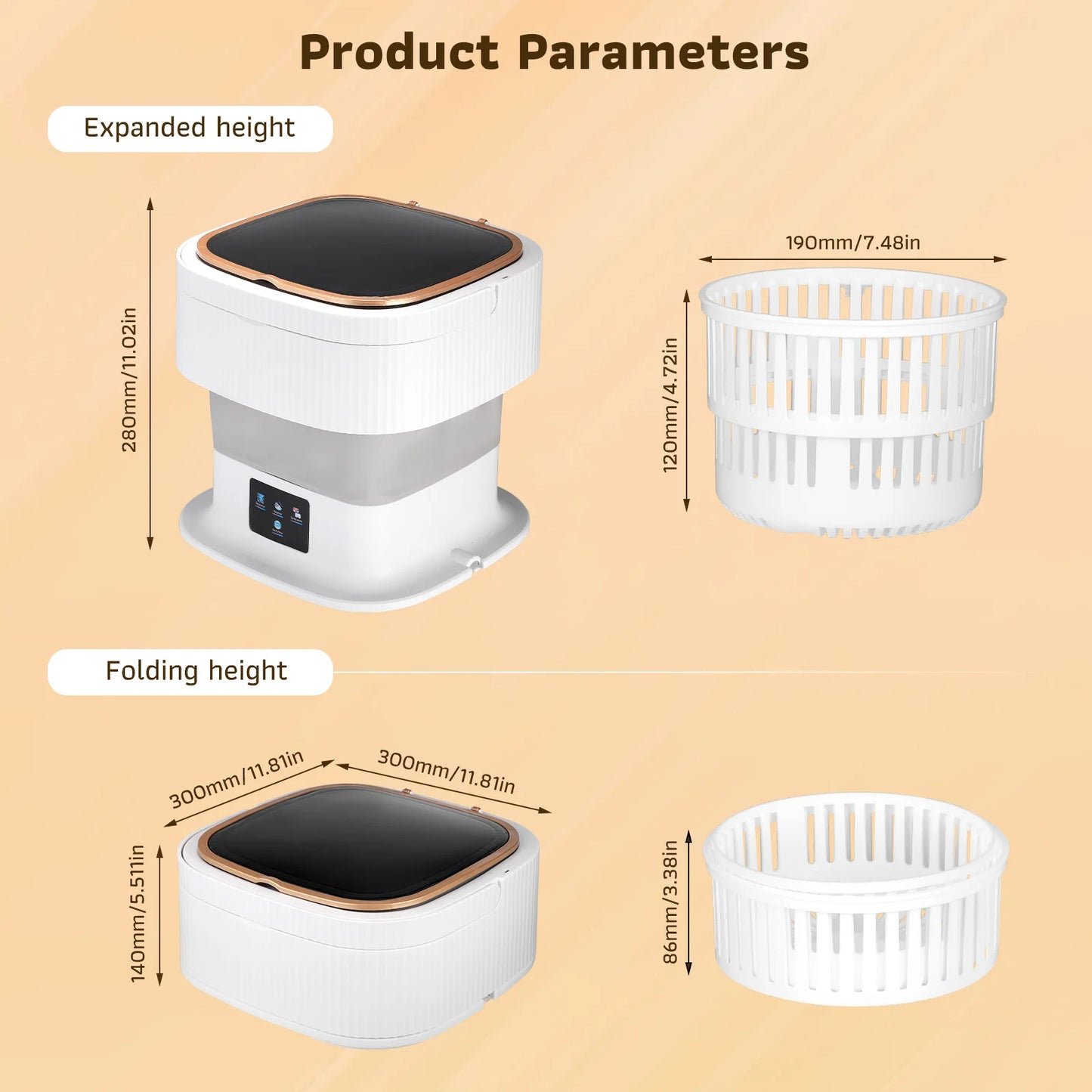 Mini Laveuse Ultrasonique 10L - Lumière UV + Essorage + Pliable