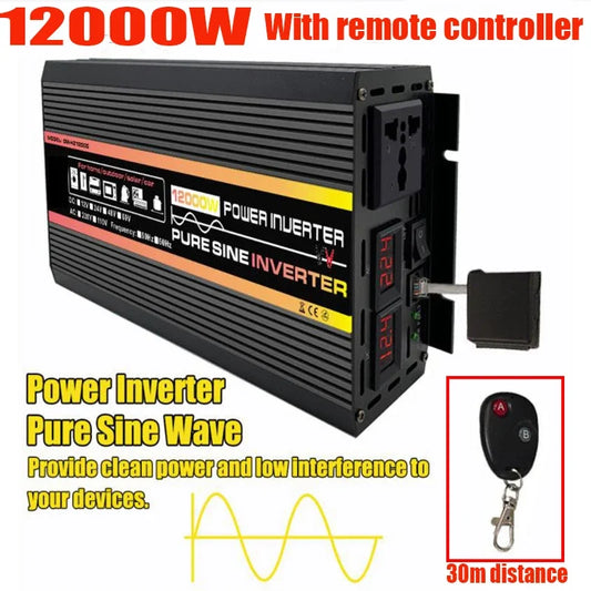 Inversor de Corriente Onda Pura Inteligente 12V/24V a 220V | 1500W–2000W Continuos con Pantalla Digital para RV y Camper