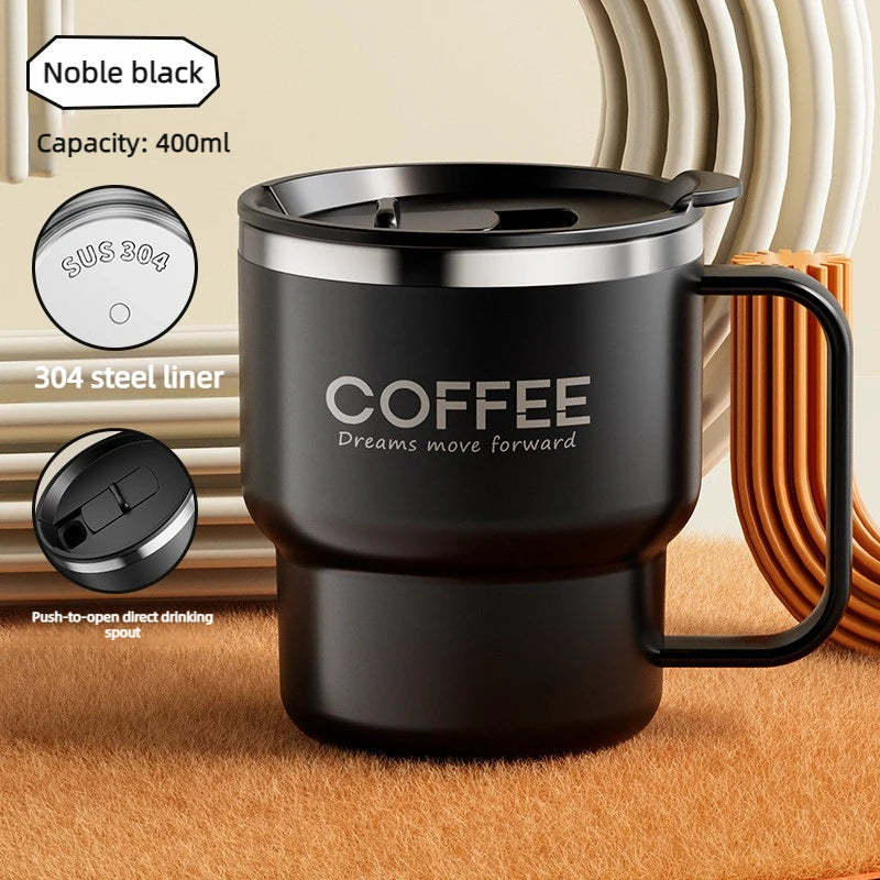 Taza Térmica 400ml Acero 304 - Doble Pared, Tapa Hermética y Retención de Temperatura (Viaje/Camping/Oficina)