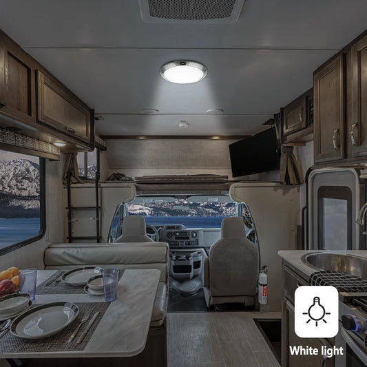 12V 46 LED Caravan RV Round Ceiling Dome Lamp Car Roof Light Interior Light On Off Switch for Camper Van Motorhome Boat Lamp