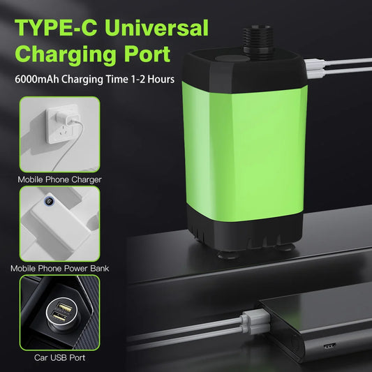 6000mAh Portable Shower - Digital Display + Fast Charging + Eco Mode (Camping/RV)