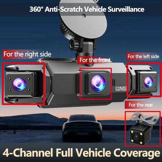 Dashcam 4 Cámaras Full HD 1080P - Grabación 360° para Camper