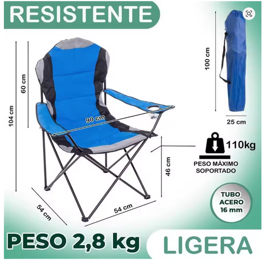 Silla camping azul