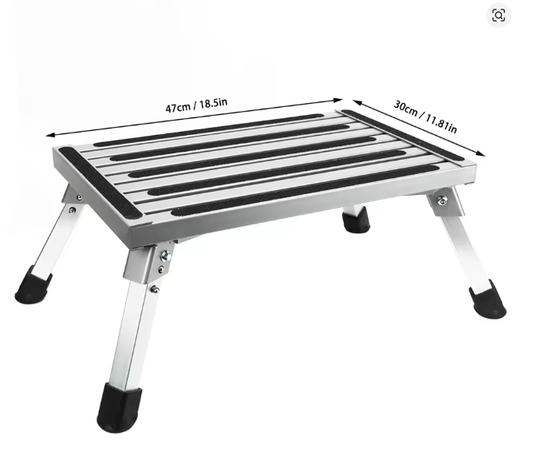 Taburete Plegable de Aluminio para RV con Pies de Goma Antideslizantes