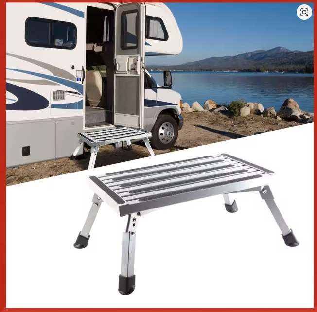 Taburete Plegable de Aluminio para RV con Pies de Goma Antideslizantes