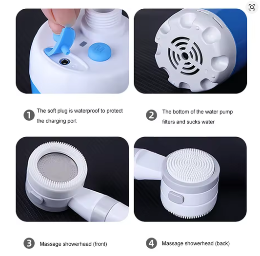 Bomba de Ducha Portátil Eléctrica para Camping y Viajes