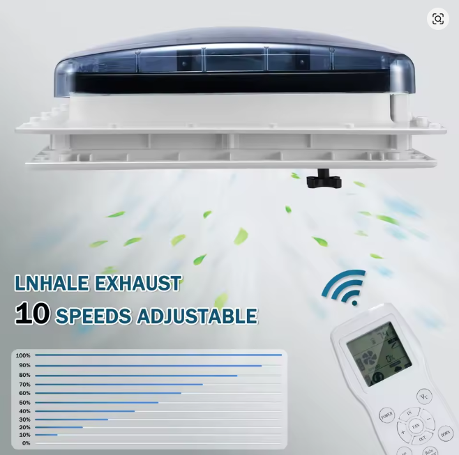 Ventilador de Ventilación de Techo 12V para RV con Control Remoto (40×40 cm)