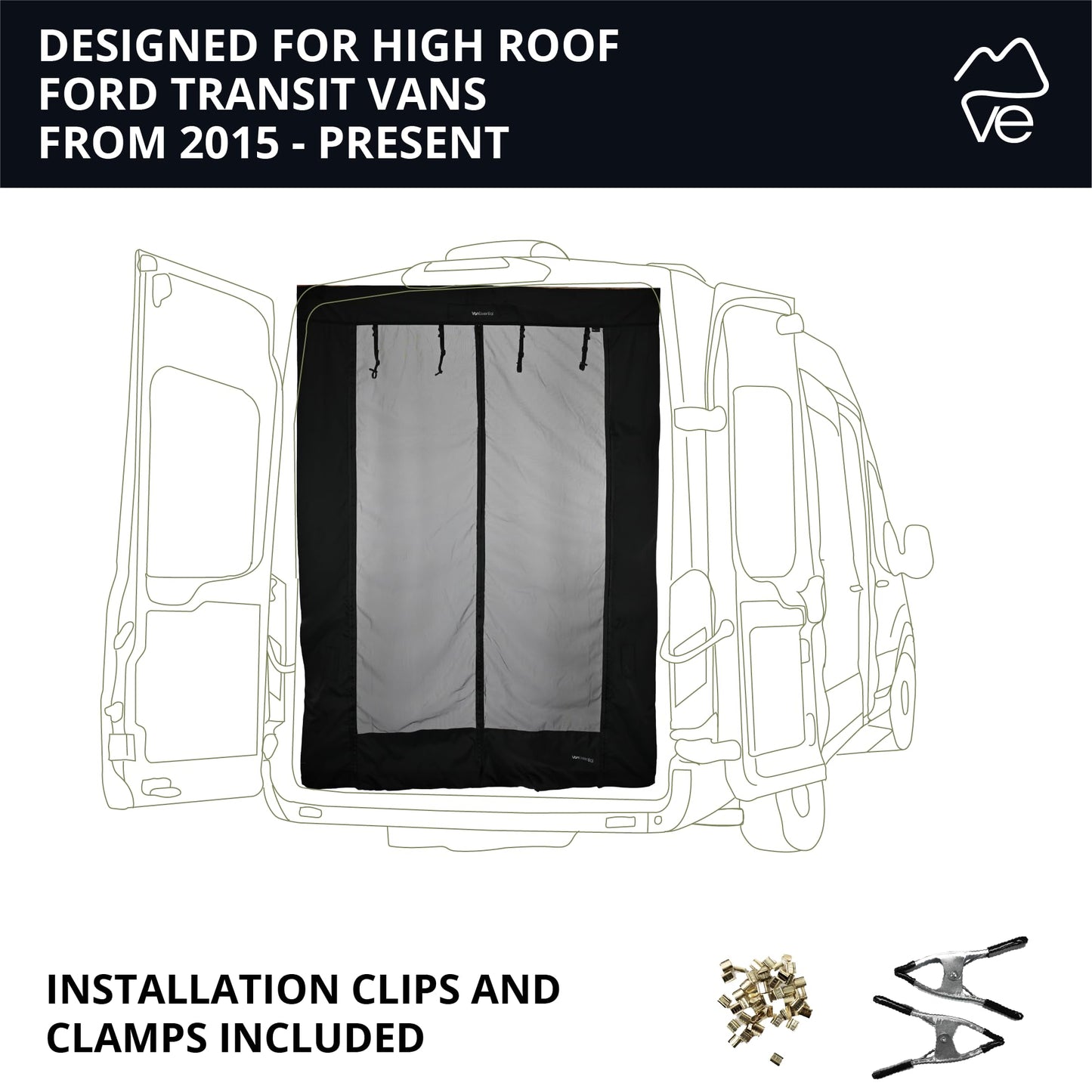 Fermeture magnétique avec moustiquaire coulissante pour portes conçue pour Ford Transit