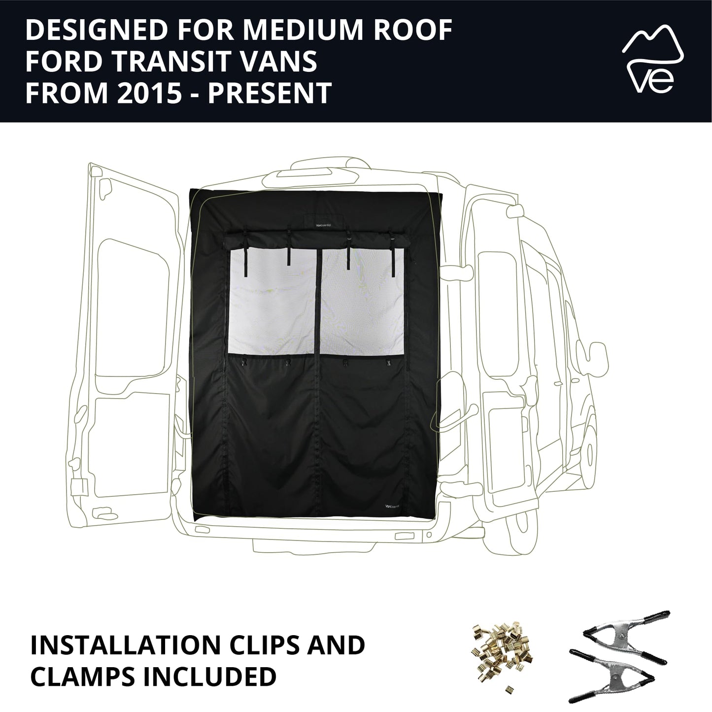 Fermeture magnétique avec moustiquaire coulissante pour portes conçue pour Ford Transit