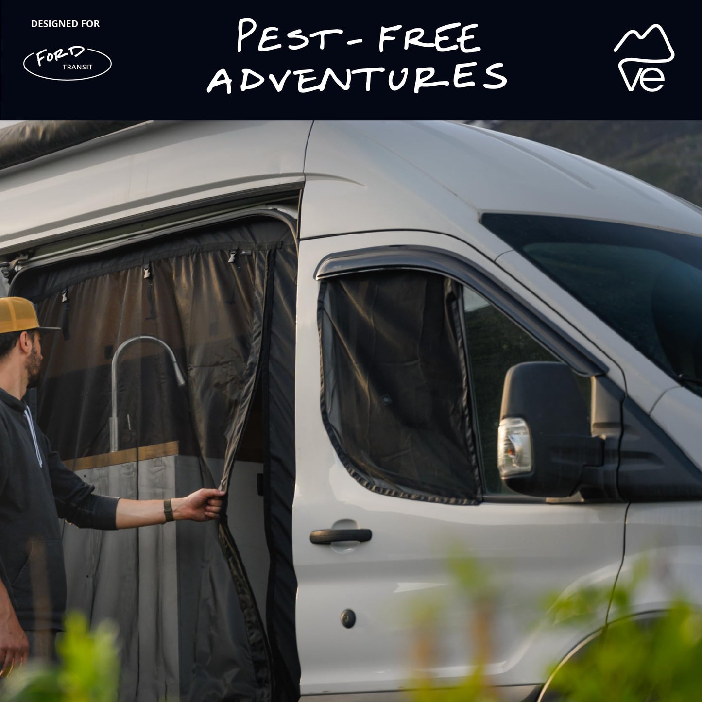 Fermeture magnétique avec moustiquaire coulissante pour portes conçue pour Ford Transit