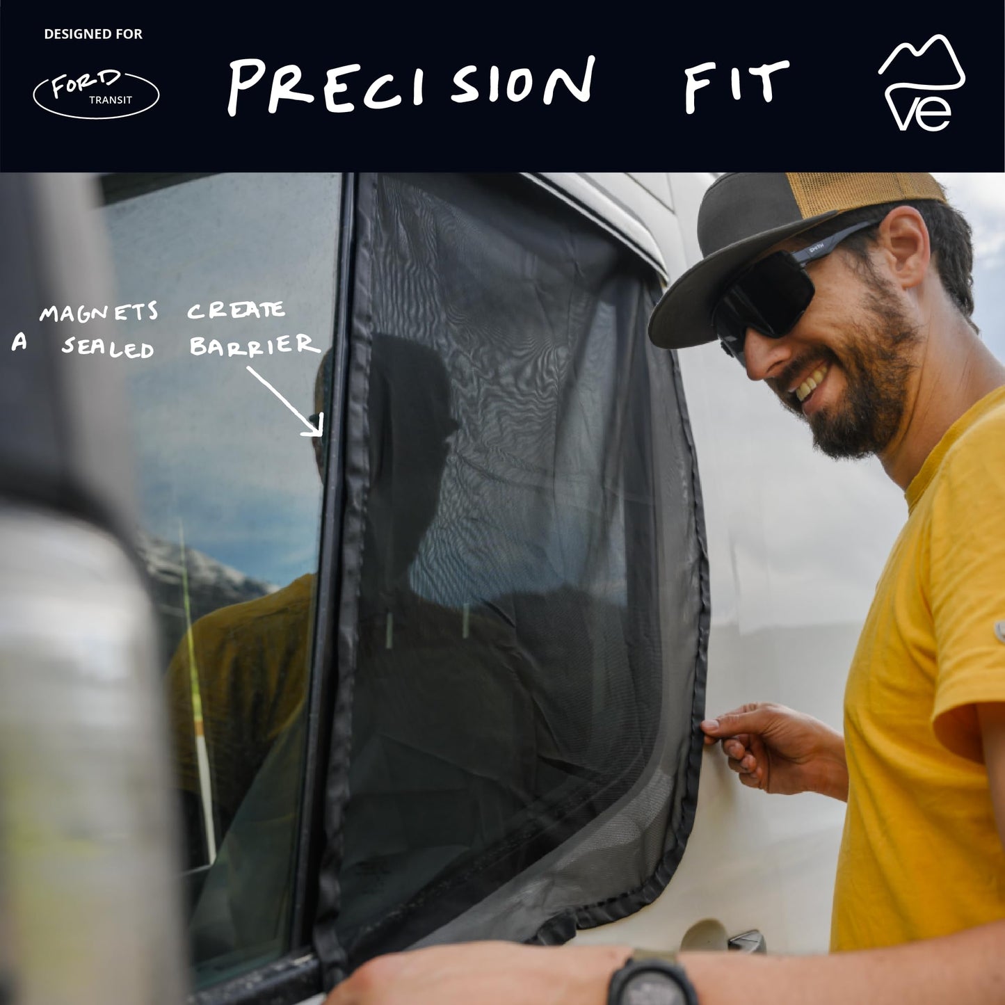 Fermeture magnétique avec moustiquaire coulissante pour portes conçue pour Ford Transit