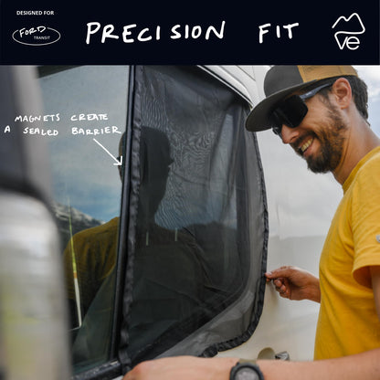 Fermeture magnétique avec moustiquaire coulissante pour portes conçue pour Ford Transit