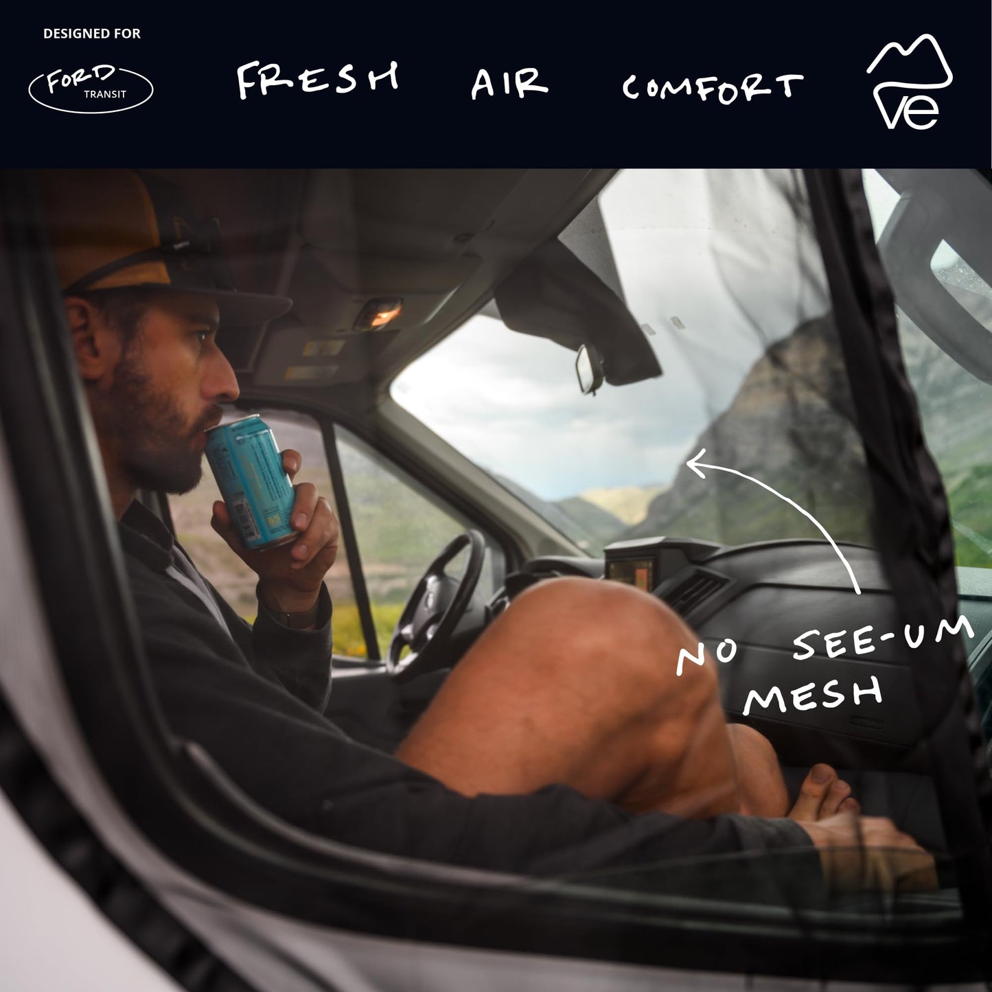 Fermeture magnétique avec moustiquaire coulissante pour portes conçue pour Ford Transit
