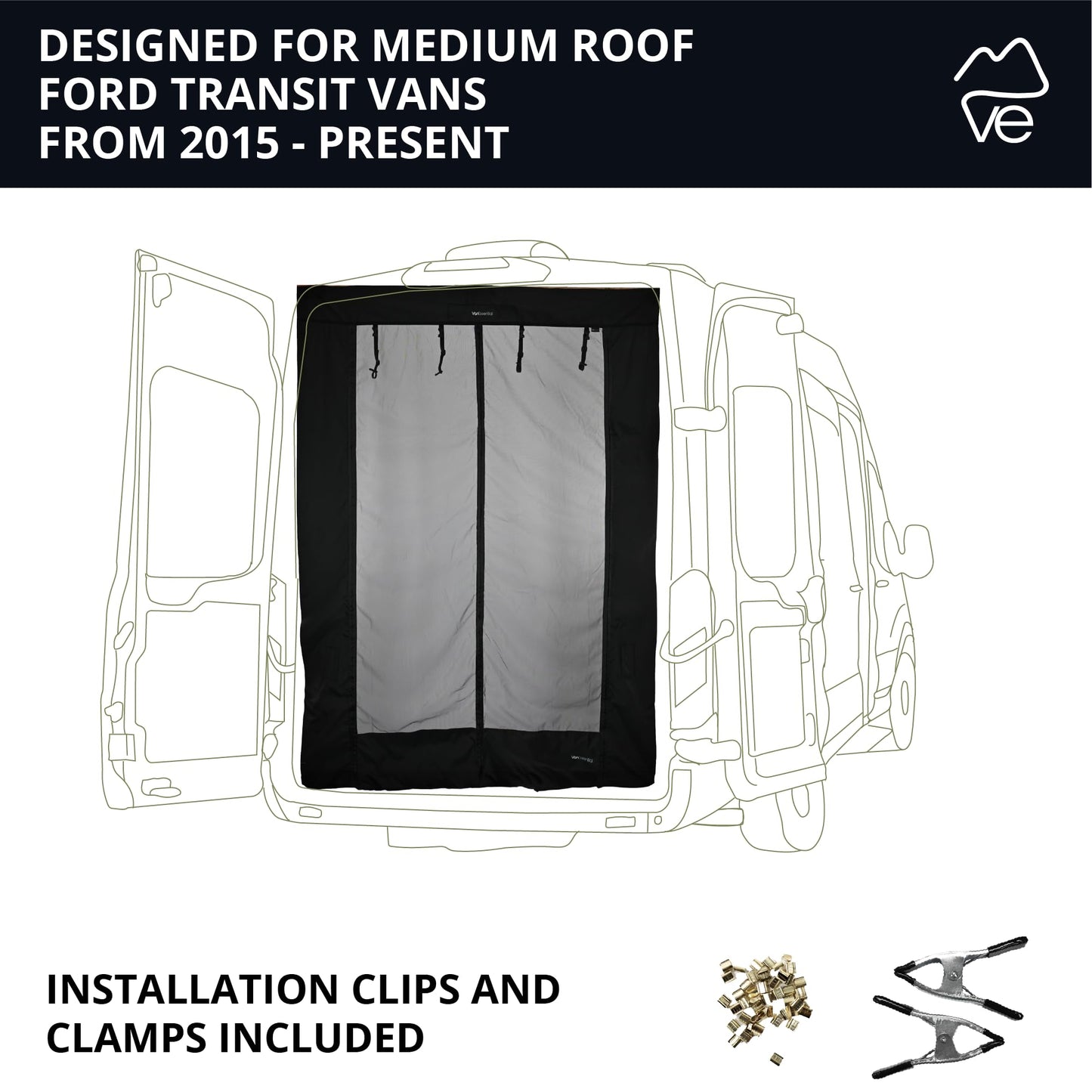 Fermeture magnétique avec moustiquaire coulissante pour portes conçue pour Ford Transit