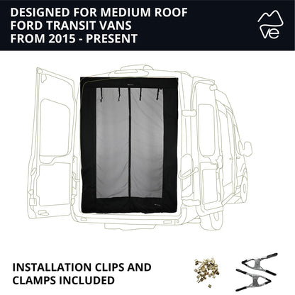 Fermeture magnétique avec moustiquaire coulissante pour portes conçue pour Ford Transit
