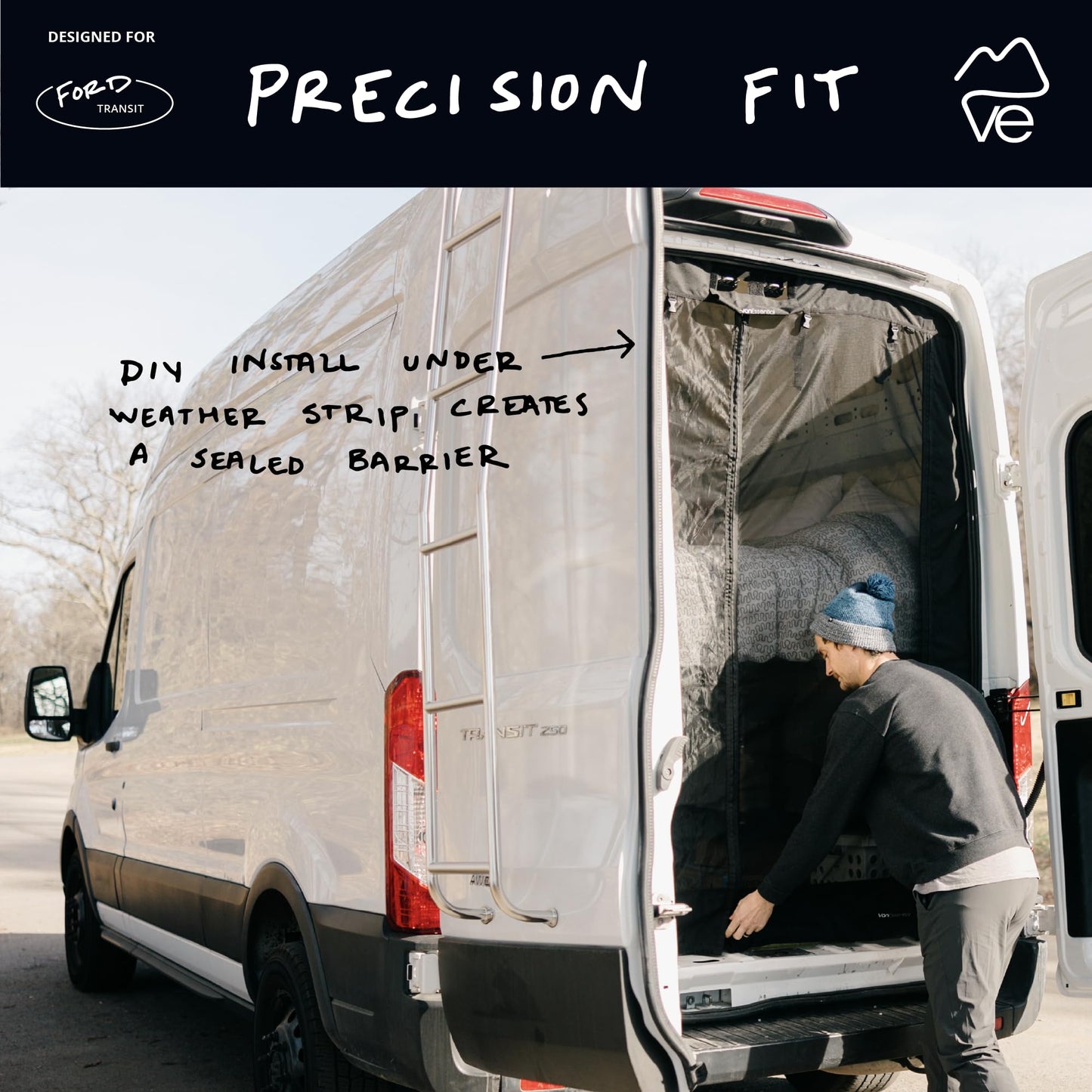 Fermeture magnétique avec moustiquaire coulissante pour portes conçue pour Ford Transit