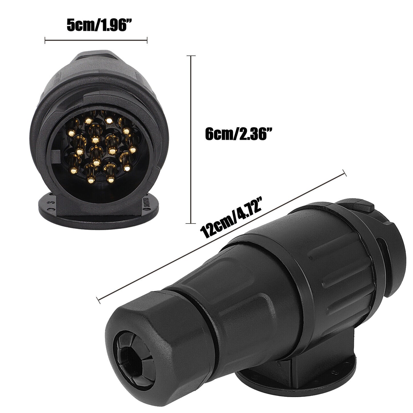 Enchufe de Remolque de 13 Pines – Adaptador de Conexión para Caravana, Trailer o Camper, 12V, Plástico y Cobre