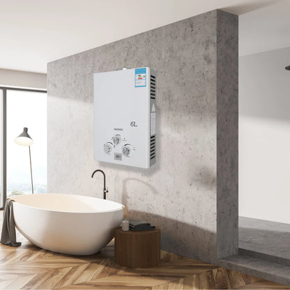 6L Gas Water Heater for Camper and Camping – Instantaneous LPG 12 kW with LED Display