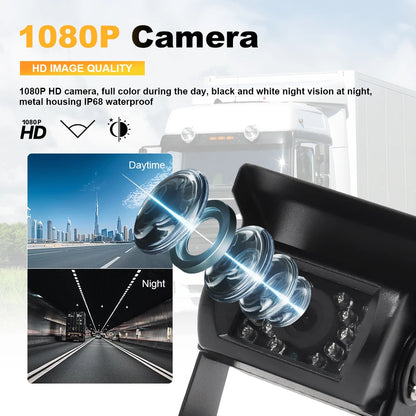 Kit Cámara de Marcha Atrás Inalámbrica AHD 1080P con Monitor IPS 7” Pantalla Dividida – Visión Nocturna para Camper, RV y Camión