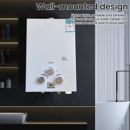 6L Gas Water Heater for Camper and Camping – Instantaneous LPG 12 kW with LED Display