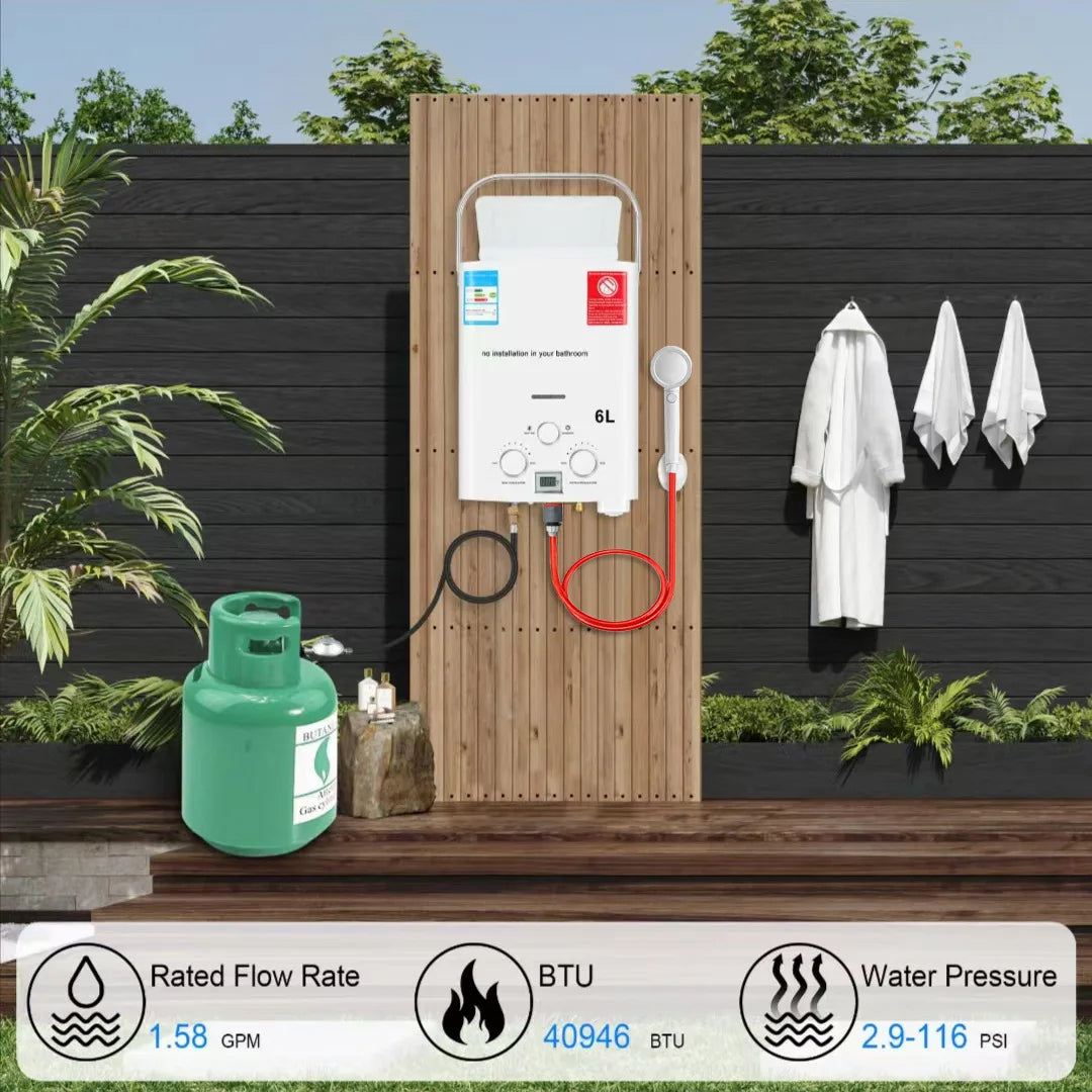 Chauffe-eau à gaz 6L pour camping-car et caravane – GPL Instantané 12 kW