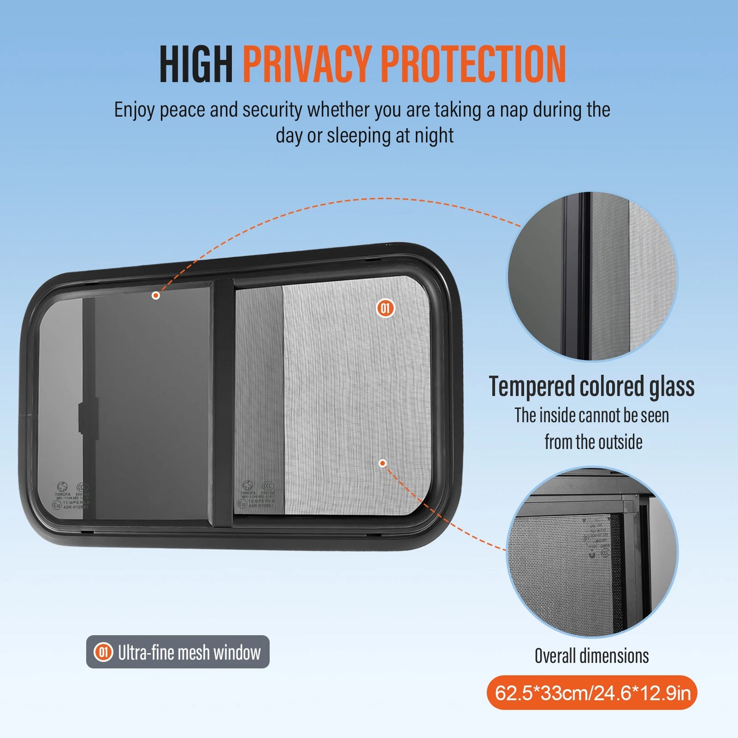 Ventana Lateral para RV con Marco de Aluminio y Vidrio Templado