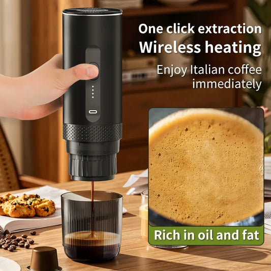 Cafetera Espresso Portátil 7500mAh - Sin Cables + Cápsulas/Molido (Camping/RV)