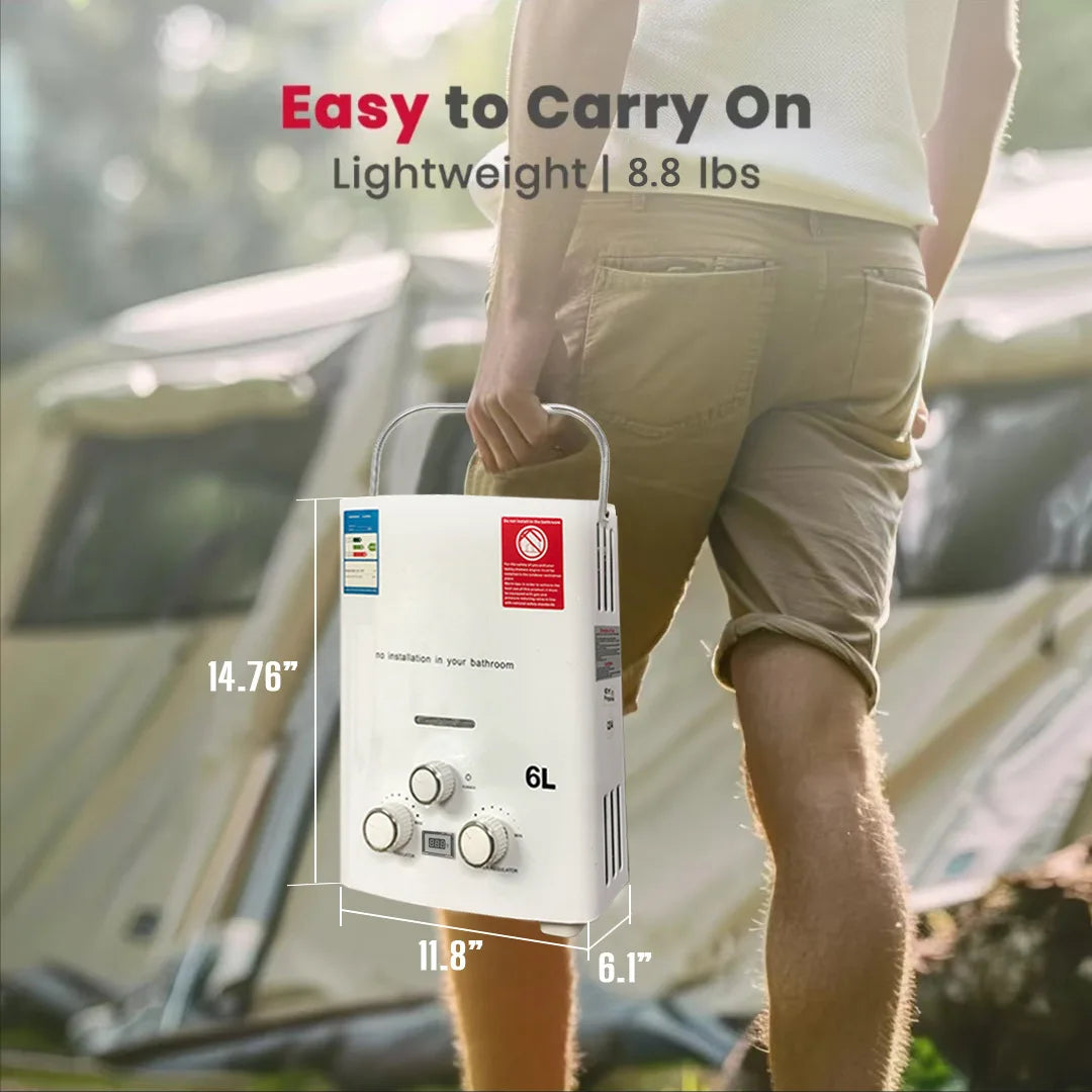 Chauffe-eau à gaz 6L pour camping-car et caravane – GPL Instantané 12 kW