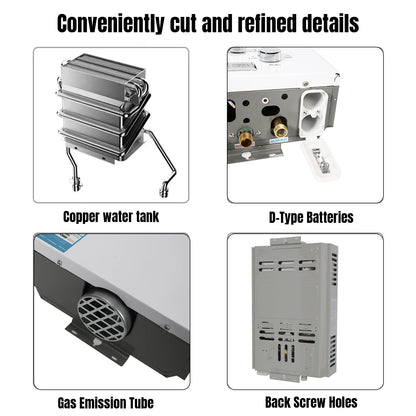 6L Gas Water Heater for Camper and Camping – Instantaneous LPG 12 kW with LED Display