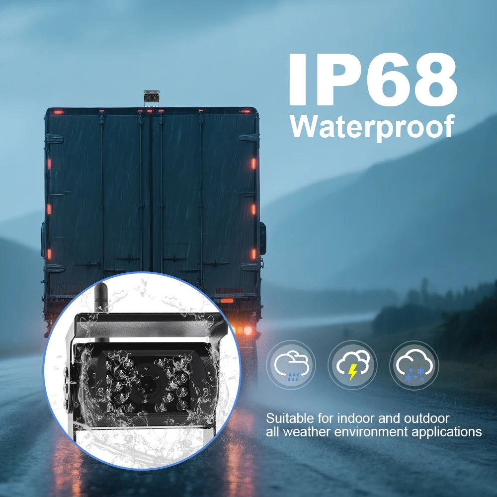 Kit Cámara de Marcha Atrás Inalámbrica AHD 1080P con Monitor IPS 7” Pantalla Dividida – Visión Nocturna para Camper, RV y Camión