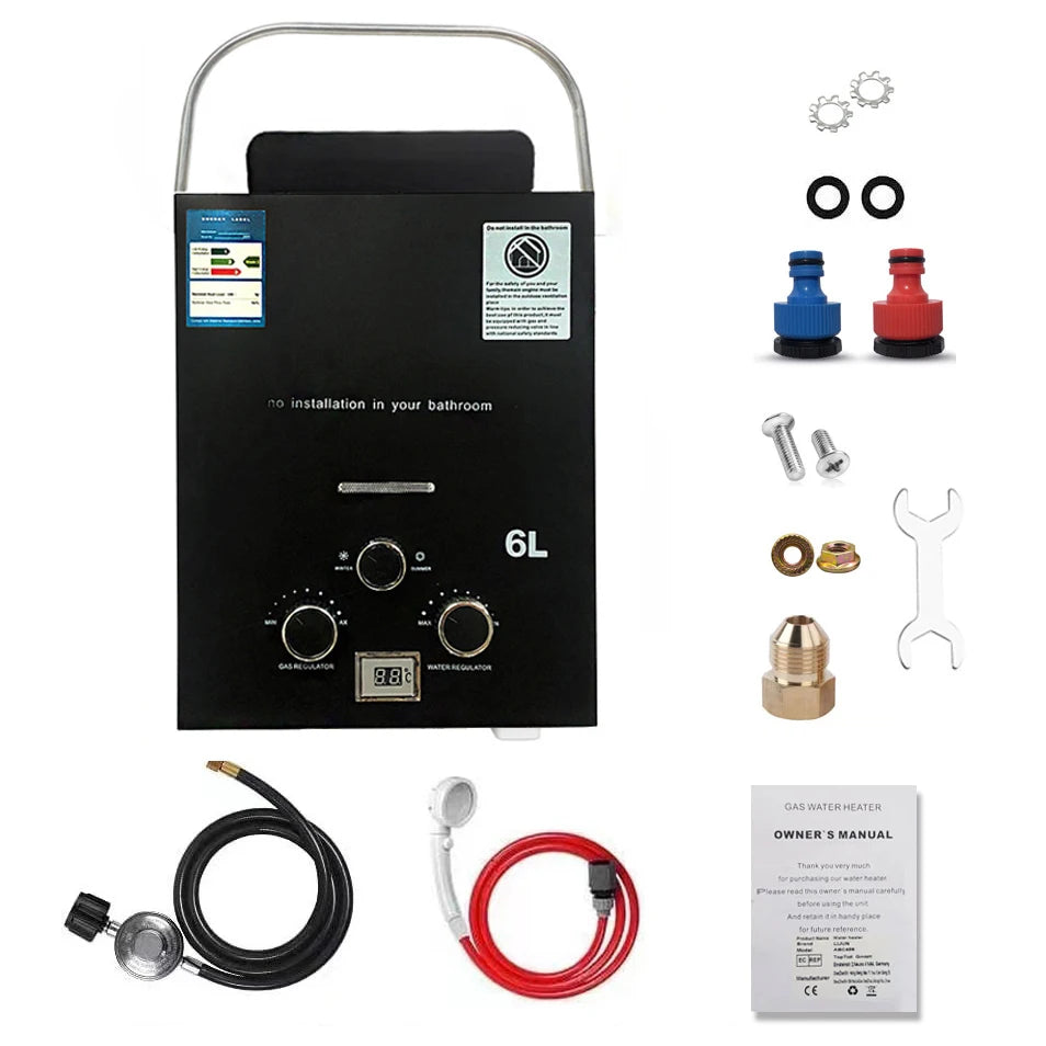 Chauffe-eau à gaz 6L pour camping-car et caravane – GPL Instantané 12 kW