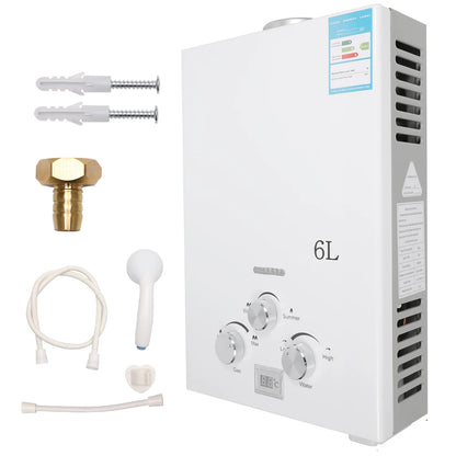 6L Gas Water Heater for Camper and Camping – Instantaneous LPG 12 kW with LED Display