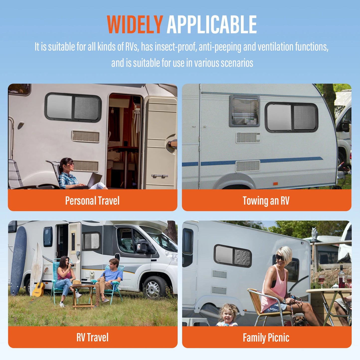 Ventana Lateral para RV con Marco de Aluminio y Vidrio Templado