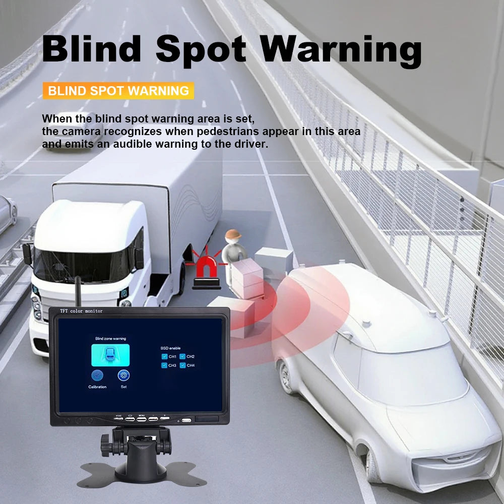 Kit Cámara de Marcha Atrás Inalámbrica AHD 1080P con Monitor IPS 7” Pantalla Dividida – Visión Nocturna para Camper, RV y Camión
