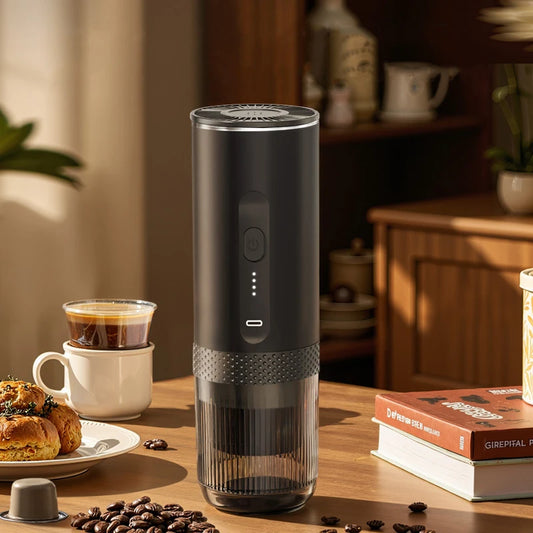 Cafetera Espresso Portátil 7500mAh - Sin Cables + Cápsulas/Molido (Camping/RV)